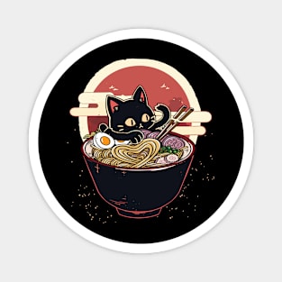 Retro Japanese Kawaii Anime Ramen Men Kids Women Cat Ramen Magnet